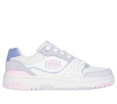 They'll be ready to hit the playground in sporty comfort with Skechers SKX-228. This lace-up court style features a mesh, leather, and suede overlay upper, plus a cushioned comfort insole. | Skechers Girl's SKX-228 Sneaker | Medium Width | Cushioned comfort insole | Mesh, leather, and suede overlay upper with a lace-up front | Durable traction outsole | Skechers Sporty Synthetic Skate Shoes With Laces, Sporty Synthetic Skate Shoes With Elastic Laces, Trendy Synthetic Skate Shoes For Sports, Sporty Skate Shoes With Elastic Laces, Girls Shoes Sneakers, Insole Design, Lace Up Wedges, Shoes Flats Sandals, Girls Shoes Kids