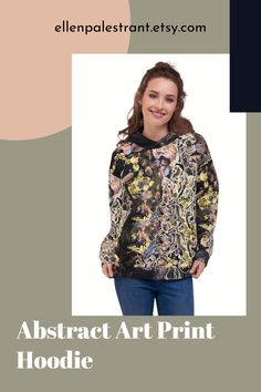 Looking for a unique way to express your love for art and fashion? This one-of-a-kind abstract art print hoodie is the perfect statement piece for your wardrobe! Made for the fashionable woman who appreciates art, the hoodie is designed with an eye-catching abstract art print that adds a touch of sophistication and style. Don't miss out. Shop now and elevate your style game with this art-inspired apparel that's truly wearable art!