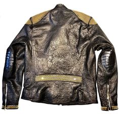 Kashani Alligator Studded Swarovski Lambskin Bomber JacketSkin: Lambskin, Crystal, AlligatorStyle: Bomber JacketColor: Black/Silver Stud or Black/Gold Stud Studded Jacket, Leather Jacket Black, Gold Stud, Gold Studs, Lambskin Leather, Silver Studs, Alligator, Black Silver, Mens Jackets