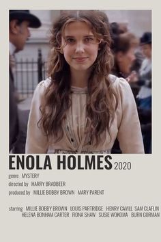 the movie poster for enola holmes, which features an image of a woman with