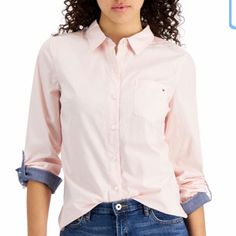 Brand New Th Shirt Tommy Hilfiger Shirt Women, Tommy Hilfiger Shirt, Ballerina Pink, Under Pants, Tommy Hilfiger Shirts, Tommy Hilfiger Tops, Women Pink, Denim Button Down, Tommy Hilfiger Women