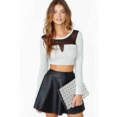 Size Medium. Stretchy Material. Sheer Back. Never Worn. Chic Gray Stretch Crop Top, Chic Gray Crop Top For Spring, Trendy Gray Top For Night Out, Chic Gray Spring Crop Top, Trendy Gray Crop Top For Fall, Spring Crop Tops, Cher Horowitz, Knee Skirt, Pastel Outfit