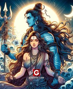 Shiva and parvati in the most beautiful moonlit night, share with all loved ones Shiva Parvati Painting Canvas, Shiva Anime, Shiv Sati, Bhagwan Shiv, Krishna Pic, Mahadev Parvati, Shiva And Parvati