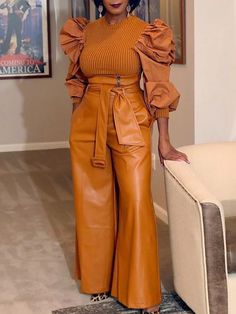 High Waisted Wide Leg Belted Solid Color Zipper Pants Trousers Bodycon Floral Dress, Crop Top Blouse, Brown Fashion, Look Chic, Wide Leg Trousers, Straight Leg Pants, High Waisted Pants, Look Fashion, Fashion Pants