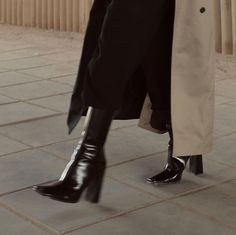 Tall Black Boots Aesthetic, Dark Trench Coat Aesthetic, Black Trenchcoat Aesthetic, Black Boots Aesthetic Grunge, Ysl Leather Trench Coat, Fairy Shoes, Interview With The Vampire, Aesthetic Instagram Theme, Favorite Boots