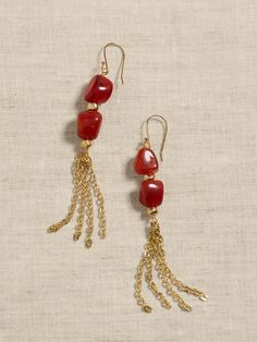 Carnelian Agate Tassel Earrings | Aureus + Argent | Banana Republic Carnelian Agate, Rusty Orange, Soft Autumn, Earrings Inspiration, Fiery Red, African Beads, Women's Jewelry And Accessories, Beaded Jewelry Diy, Tassel Earrings