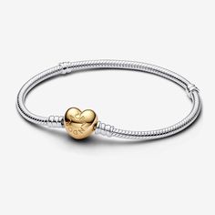 Pandora Moments Heart Clasp Snake Chain Bracelet | Two-tone | Pandora US