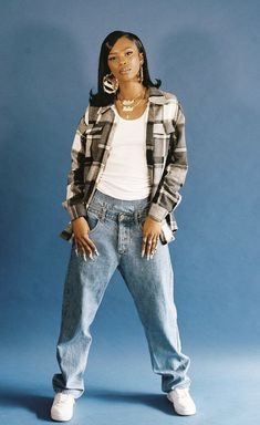 90s Fashion Outfits Jerseys, 90s Fashion Long Sleeve, 90s Black Women Aesthetic Street Styles, Throw Back 90s Outfits, 80s Outfits Hip Hop, Throwback Outfits Black Women, Throwback Thursday Outfits Spirit Week 90s Black, 80/90s Fashion, 90s Streetwear Black Women