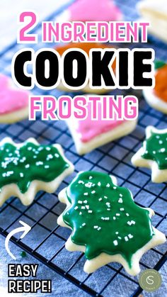 sugar cookie icing on cookies Easy Cookie Frosting, Sugar Cooking Icing, Best Sugar Cookie Icing, 2 Ingredient Cookies, Sugar Cookie Icing Recipe, Delicious Breakfast Casserole, Easy Frosting, Homemade Recipes Dessert, Sugar Cookie Icing