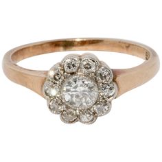 Charming antique old cut diamond ring, 14 carat gold. Ring size can be adjusted on request. Including certificate of authenticity. Floral Engagement Ring, Platinum Diamond Engagement Rings, Platinum Diamond Rings, Blue Sapphire Diamond, Platinum Engagement Rings, White Gold Engagement, White Gold Engagement Rings, Gold Art, Vintage Jewels