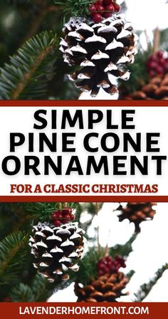 Beautiful snow tipped pine cone ornaments hanging from a Christmas tree. Acorn Crafts, Diy Pinecone, Natural Christmas Decor, Pinecone Ornaments, Easy Christmas Decorations, Cones Crafts, Pine Cone Crafts, Natural Christmas, Nordic Christmas