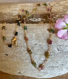 Gold filled 16" necklace with faceted tourmaline gemstones 16 Necklace, Tourmaline Gemstone, Beaded Necklaces, Tourmaline, Necklace Etsy, Gold Filled, Beauty Book, Gold Necklace, Etsy Accessories