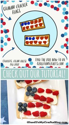 an american flag dessert on a plate with the words, check out our patriotic treats