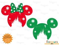 minnie mouse ears with bows and snowflakes on them for christmas svg cut file