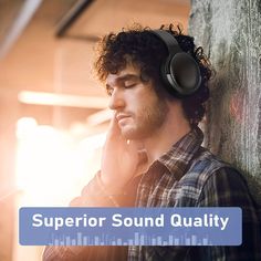 a man wearing headphones leaning against a wall with the words, supervisor sound quality