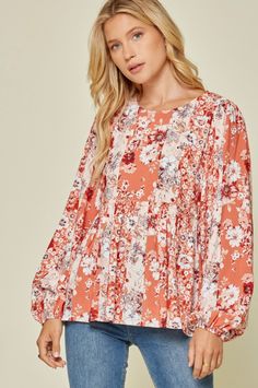 This babydoll printed top is my favorite this season! We love the pattern on this top with floral print and balloon sleeves. Woven, non sheer. 100% Rayon Take Me Out, Balloon Sleeves, Print Tops, Apricot, Baby Dolls, Floral Tops, Happy Shopping, My Favorite, Floral Print