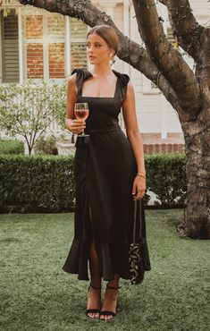 Claire Midi Dress ~ Black Luxe Satin Strappy Maxi Dress, Boho Midi Dress, Spaghetti Strap Maxi Dress, Guest Attire, Wedding Attire Guest, Vestidos Vintage, Dresses Elegant, Linnet, Guest Outfit