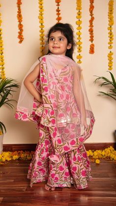 nazakat-sharara-set-11434032PK, Kids Indian Ethnic Clothing, Cotton Girl Kurta Set Brother And Sister Combo Dress, Sarara Dress For Kids, Kids Sharara Designs, Floral Sharara, Designer Choli, Sarara Dress, Cotton Sharara, Kids Indian Wear, Sharara Designs