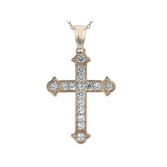 Bella Luce ® white diamond simulant 1.72ctw round, Eterno™ 18k rose gold over sterling silver cross pendant with chain. Pendant measures approximately 1.50"L x 0.88"W and has a 2mm bail. Includes an 18" cable chain with a spring ring closure. The diamond equivalent weight is 0.96ctw. Elegant Rose Gold Diamond Cross Necklace, Rose Gold Cubic Zirconia Cross Pendant, Rose Gold Cubic Zirconia Cross Pendant Necklace, Fine Jewelry Rose Gold Cross Pendant, Rose Gold Cubic Zirconia Cross Necklace, Rose Gold Cross Pendant Fine Jewelry, Rose Gold Cross Necklace With Diamond Accents, Rose Gold Diamond Cross Pendant Jewelry, Rose Gold Diamond Cross Pendant