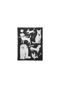 a black and white square with dogs on it