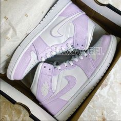 Nike Custom Air Jordan 1 Mid Sneakers Lilac Lavender Purple Hand Painted With High Quality Leather Paint And Coat Waterproof Brand New With Box Simply Select Your Normal Women’s Size Options To Buy Are Already Converted Into Women’s Sizes !!! Size 2y- Women’s 3.5 Size 2.5y- Women’s 4 Size 3y- Women’s 4.5 Size 3.5y - Women’s 5 Size 4y- Women’s 5.5 Size 4.5y- Women’s 6 Size 5y- Women’s 6.5 Size 5.5y- Women’s 7 Size 6y- Women’s 7.5 Size 6.5y- Women’s 8 Size 7y- Women’s 8.5 Men’s 7.5- Women’s 9 Men’ Nike Pastel High-top Sneakers, Light Purple Jordans, Lavender Lace-up Sneakers With Boost Midsole, Purple Sneakers With Boost Midsole For Spring, Spring Purple Sneakers With Boost Midsole, Nike Purple Sneakers For Spring, Nike Purple Spring Sneakers, Nike Lavender Low-top Sneakers, Nike Lavender Sneakers For Streetwear