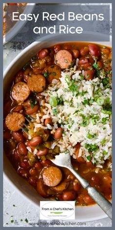 a white bowl filled with beans and rice