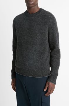 Move stylishly from work to weekend in this classic crewneck sweater knit from pure cashmere for a luxe look and feel. 25" length (size Medium) Crewneck Long sleeves 100% cashmere Dry clean or hand wash, dry flat Imported Classic Crew Neck Workwear Sweater, Classic Crew Sweater For Work, Everyday Wool Sweater With Ribbed Collar, Classic Black Everyday Sweater, Classic Crew Neck Wool Sweater, Classic Wool Crew Neck Sweater, Classic Wool Crew Sweater, Classic Crew Neck Sweater For Work, Business Casual Crew Neck Sweater With Ribbed Cuffs