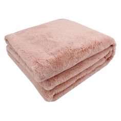 two pink towels folded on top of each other in front of a white background,