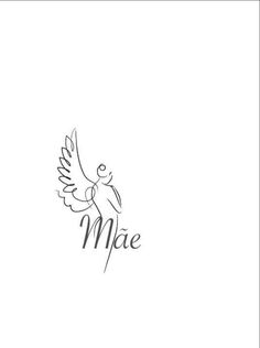 a bird flying with the word mae on it's back and its wings spread out