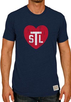 We heart STL, we also know you do too. Screen printed team graphic, Soft hand, Unisex, Triblend fabric, Tagless Collar, 50% Polyester/38% Cotton/12% Rayon Casual Blue T-shirt With Heart Graphic, Blue Graphic Tee With Heart Design, Blue Crew Neck Tops With Heart Graphic, Blue Crew Neck Top With Heart Graphic, Blue Graphic Tee With Heart Graphic, Blue Cotton Tops With Heart Graphic, Sporty Cotton Top With Heart Graphic, Retro Brand, Heart Tee