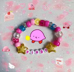 Lemon Kirby Kandi Kawaii Kandi Bracelets, Simple Kandi Ideas, Kandi Cuff Ideas, Kandi Singles