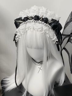 ❤︎punk rivet hair accessory headband❤︎ Rokku Gyaru Accessories, Hair Assecery, Witch Hair Styles, Punk Hair Accessories, Corset Hair, Ribbon Headpiece, Goth Hair Accessories, Maid Headband, Cloud Hair