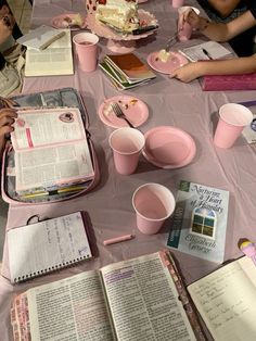 Bible Study Tea Party, Bible Study Hosting Ideas, The Jesus Bible Niv Pink, Pink Bible Study Aesthetic, Things To Do With Christian Friends, Girls Bible Study Aesthetic, Bible Study Group Aesthetic, Bible Study Aesthetic With Friends