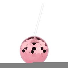 a pink ball with a straw sticking out of it