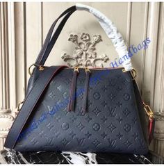 Louis Vuitton Monogram Empreinte Leather Ponthieu PM Navy Blue Navy Blue Bag, Real Leather Handbags, Handbags Affordable, Gucci Handbags, Lv Bag, Shoulder Tote, Vuitton Handbags, Louis Vuitton Handbags, Luxury Handbags