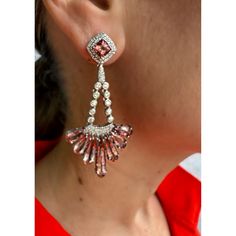 Delivery in 3-5 business days Need it faster? Text us at (619) 247.5731 or Call us at (619) 365.4736 Elegant Pink Tourmaline & Diamond Chandelier earrings unique and elegant for special occasions. Tourmaline: 22.260 ct Diamonds: 1.88 ct Rhodium Plated Silver Gold Post: 0.18 grams Formal Pink Chandelier Earrings, Luxury Gemstone Chandelier Earrings For Formal Occasions, Baguette Diamond Earrings, Diamond Chandelier Earrings, Diamond Chandelier, Earrings Unique, Baguette Diamond, Pink Tourmaline, Unique Earrings