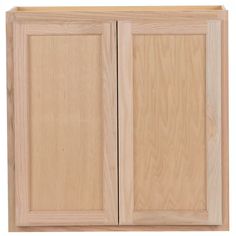 a wooden cabinet with two doors and no drawers