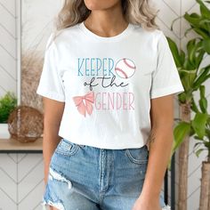 We have the perfect gender reveal shirt for you! Our t-shirts are made of a soft cotton and come in a variety of colors and sizes. The design is unique and will be sure to make your gender reveal party a memorable one. Thank you for considering us for your gender reveal! ★  Bella Canvas T-Shirt ★  This classic unisex jersey short sleeve tee fits like a well-loved favorite. Soft cotton and quality  print make users fall in love with it over and over again. These t-shirts have-ribbed knit collars Short Sleeve Tops For Summer Gender Reveal, Summer Short Sleeve Tops For Gender Reveal, Short Sleeve T-shirt For Gender Reveal In Summer, White T-shirt For Spring Gender Reveal, Spring Short Sleeve Top For Gender Reveal, White T-shirt For Gender Reveal In Spring, White Summer Top For Gender Reveal, White Top For Summer Gender Reveal, White Top For Spring Gender Reveal