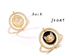 Cat Double Side Reversible Flip Ring Rose Gold Cat Design Jewelry For Gift, Rose Gold Cat Design Jewelry Gift, Adjustable Cat Design Rings, Cat Design Jewelry Ring As A Gift, Yellow Gold Cat Design Jewelry Gift, Elegant Cat Design Ring Jewelry, Elegant Cat Design Jewelry Ring, Elegant Round Ring With Cat Design, Adjustable Cat Design Ring As Gift