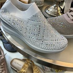 Spring Bling Has Arrived White Sneakers For Spring Party, White Party Sneakers For Summer, White Sneakers For Summer Parties, White Slip-on Party Sneakers, White Slip-on Sneakers For Party, Womens Shoes Sneakers, Diva, Tennis, Shoes Sneakers