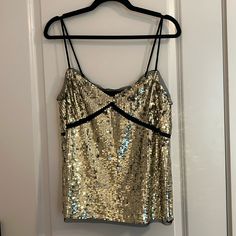 New With Tags Collection Sequined Tulle Camisole In Size M. Glamorous Camisole Top For Party Season, Sequin Camisole Tops For Night Out, Sequin Cami Tops For Party Season, Glamorous Fitted Camisole Top, Glamorous Tank Top For Party Season, Party Camisole Vest Tops, Cami Tank Top For Party Season, Cami Tank Top For Party Season Night Out, Glamorous Sequined Spaghetti Strap Tops