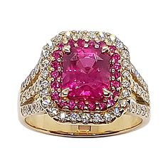 Pink Sapphire 2.23 carats with Pink Sapphire 0.22 carat and Diamond 0.62 carat Ring set in 18 Karat Rose Gold Settings Width: 1.1 cm Length: 1.3 cm Ring Size: 51 1/2 (US 6) Total Weight: 6.29 grams "We first opened doors in 1980 when it was then situated in the vicinity of the Victory Monument; a small and modest storefront with a couple of counters. From its humble beginnings to where it stands today, our company has proven its abilities as a jeweler. Since the beginning, we have been supplying Luxury Gia Certified Pink Sapphire Diamond Ring, Luxury Cluster Ruby Ring With Center Stone, Luxury Ruby Cluster Ring With Center Stone, Luxury Pink Sapphire Ring With Pave Setting, Luxury Ruby Diamond Ring With Pave Setting, Gia Certified Pink Sapphire Rings For Formal Occasions, Luxury Pink Rings With Pave Setting, Luxury Ruby Ring With Vvs Clarity And Emerald Cut, Luxury Pink Sapphire Ring With Vvs Clarity