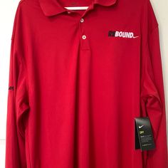 Xl Red Nike Golf Shirt. Dry New With Tags. Red Collared Sports Top, Classic Long Sleeve Golf Top, Long Sleeve Cotton Polo Shirt For Golf, Red Cotton Golf Top, University Red Long Sleeve Top, Red Collared Polo Shirt For Sports, Cotton Long Sleeve Polo Shirt For Golf, Casual Long Sleeve Golf Tops, Casual Long Sleeve Tops For Golf