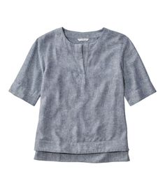 A splitneck shirt designed for easy style and exceptional versatility. Wonderfully cool and comfortable in a specially selected blend of linen with rayon for ease and beautiful drape. Relaxed Fit: Our most generous fit sits farthest from the body. Falls at hip. 4. 6 oz. blend of 55% linen and 45% rayon. Machine wash and dry. Short-sleeve style with turnback cuffs that can be rolled or worn down. Split high-low hem. Imported. Fit: Relaxed Fit | Women's Signature Linen-Blend Splitneck Shirt, Short Versatile Summer Top With Split Neck, Versatile Split Neck Top For Summer, Relaxed Fit Split Neck Top For Summer, Summer Relaxed Fit Top With Split Neck, Linen Crew Neck Top For Work, Casual Linen Blouse For Casual Gatherings, Chic Linen Tops With Shirttail Hem, Summer Workwear Tops In Flax Color, Relaxed Fit Linen Blouse With Shirttail Hem