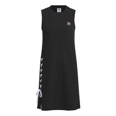 (WMNS) adidas originals Logo dress without sleeve 'Black' IP2193 Sporty Adidas Cotton Dress, Black Sleeveless Sports Dress, Sporty Knee-length Summer Dress, Sporty Spring Dresses For Sports, Sleeveless Streetwear Summer Dresses, Sleeveless Summer Streetwear Dresses, Sporty Sleeveless Sports Dress, Sporty Black Summer Dress, Cotton Dresses For Streetwear