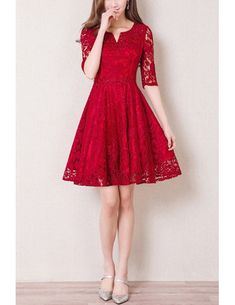 Sequined Lace Aline Red Homecoming Dress With Half Sleeves Holiday Prom Dresses With Short Sleeves, Red Lace A-line Dress, Red A-line Lace Dress, Short Sleeve Lace Dress For Prom Season, Short Sleeve Lace Dress For Prom, Lace Short Sleeve Dress For Prom Season, Summer Prom Lace Dress With Short Sleeves, Short Sleeve Lace Dress For Summer Prom, Short Sleeve Lace Dress For Spring Prom