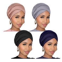 three different styles of turbans for women