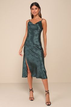 Green Midi Dress - Green Satin Dress - Floral Jacquard Midi Dress - Lulus Summer Jacquard Midi Dress For Party, Summer Party Jacquard Midi Dress, Elegant Green Jacquard Dresses, Green Jacquard Dress For Formal Occasions, Formal Green Jacquard Dress, White Midi Dresses, Midi Dress Satin, Green Satin Dress, Midi Dress Formal