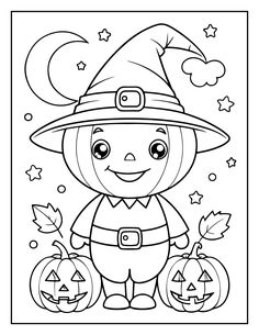 Cat Colouring, Happy Halloween Kids, Pumpkin Coloring, Halloween Yard Art, Happy Halloween Pictures, Halloween Coloring Sheets, Free Kids Coloring Pages, Puppy Coloring Pages