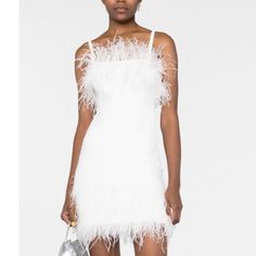 Brand New Staud Etta Feather Trim Dress. Perfect For Bachelorette Or Pre-Wedding Festivities Chic Mini Dress With Feathers For Wedding, Chic Feathered Mini Dress For Wedding, Chic White Dress With Feathers, Elegant Summer Dresses With Feather Trim, Elegant White Mini Dress With Feathers, Sleeveless White Dress With Feathers, White Sleeveless Dresses With Feathers, White Feathered Mini Dress For Cocktail, White Feathered Mini Dress For Cocktails